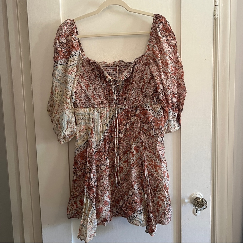 Free People Boho Lace-front Mini Dress